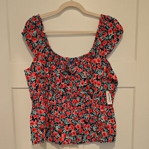 Old Navy Floral Blouse - Black and Red